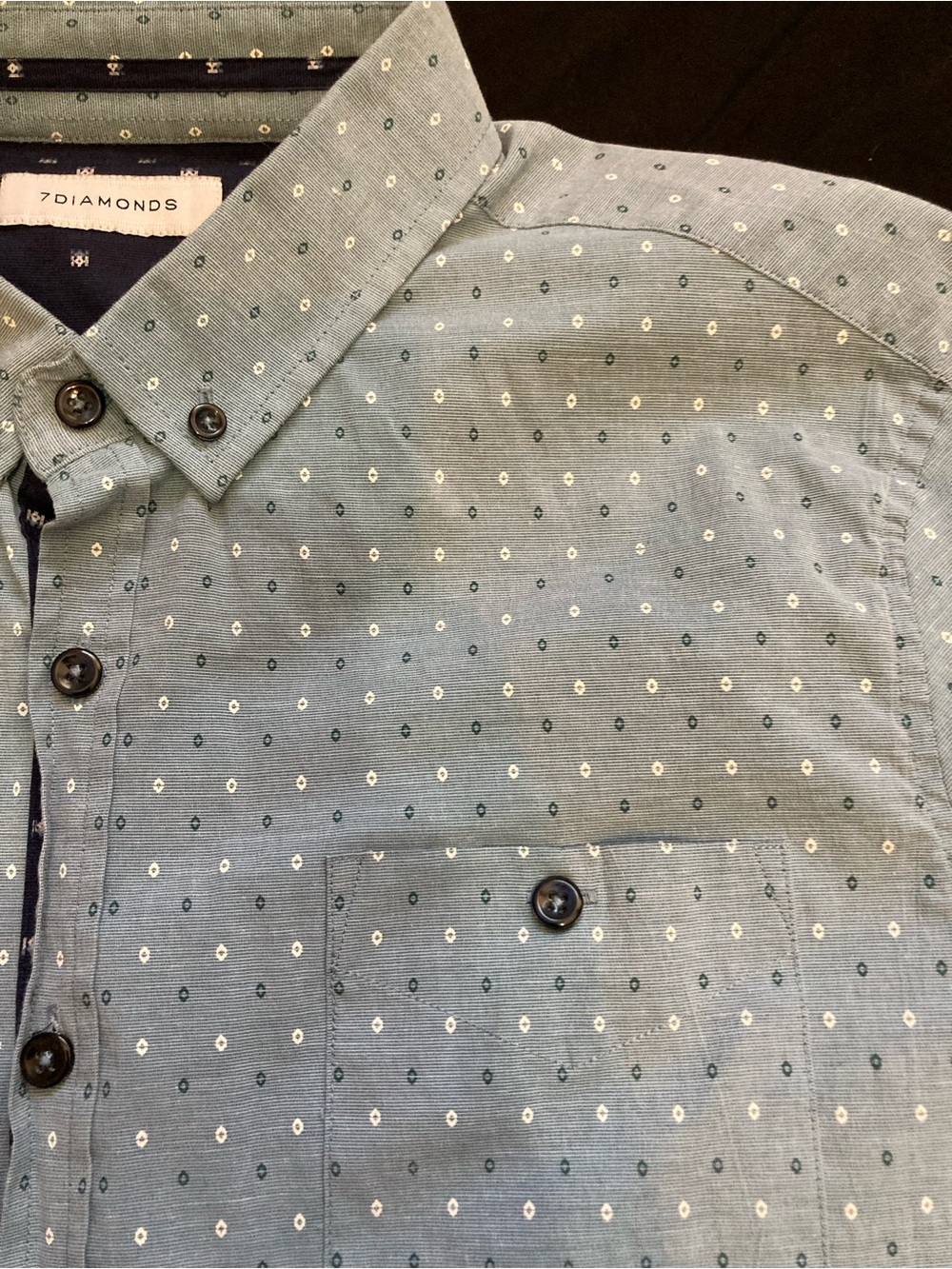 7 Diamonds Men's Slate Blue Micro-Dot Button-Down Shirt